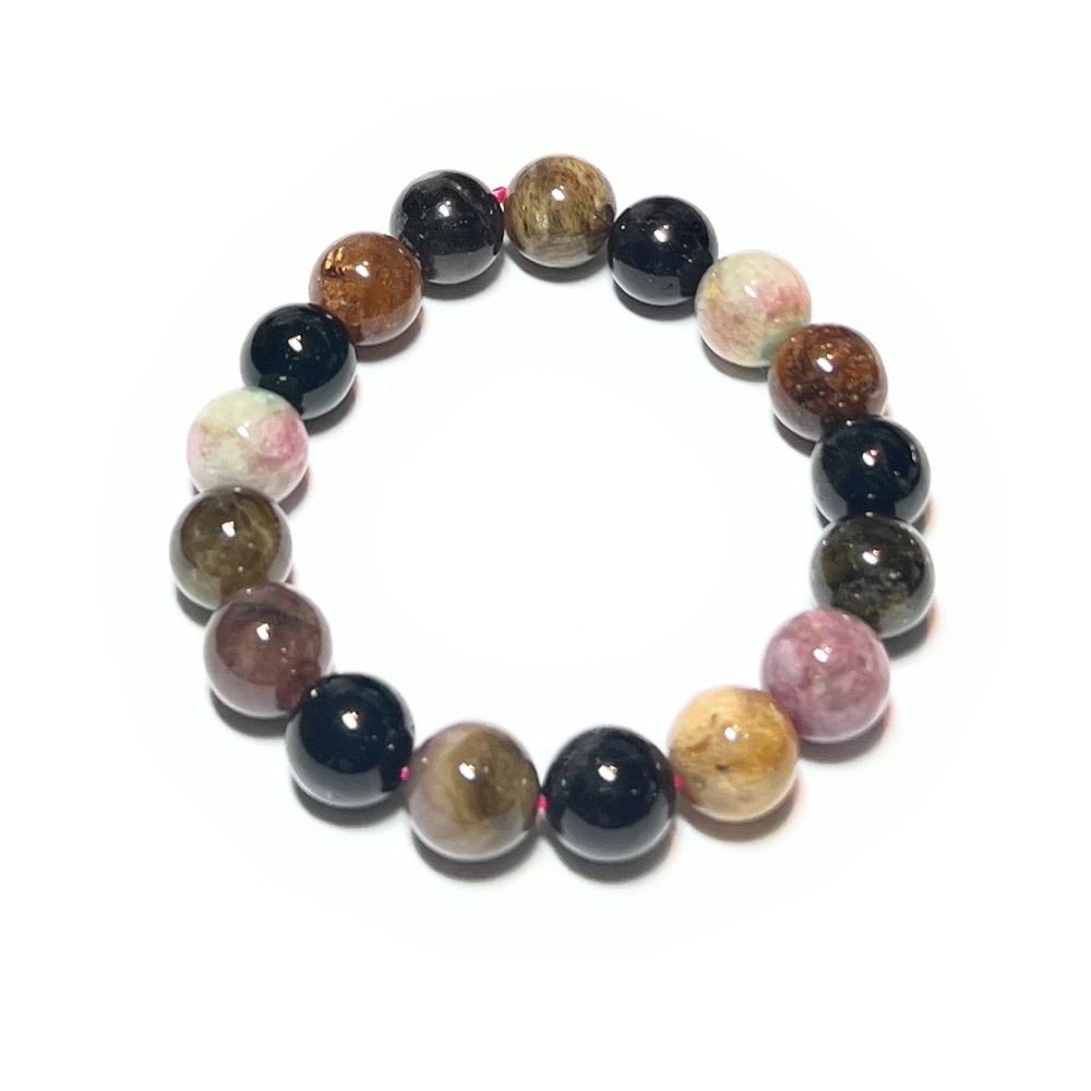 Natural Tourmaline Crystal Bracelet  | Genuine Tourmaline Stretch Bracelet